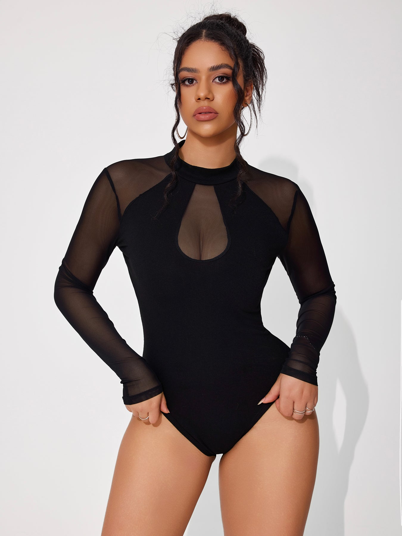 Women's Sheer Patchwork Bodysuit