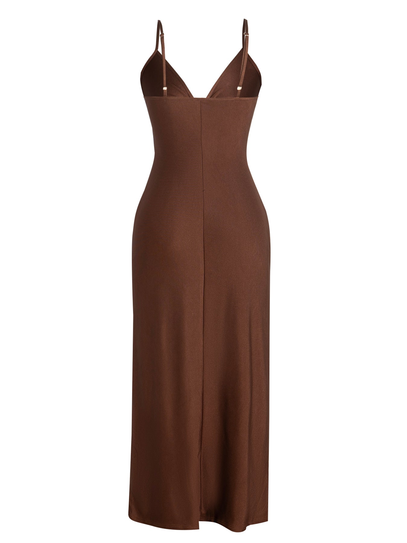 Women's V-neck Cut-out Shiny Long Slip Dress