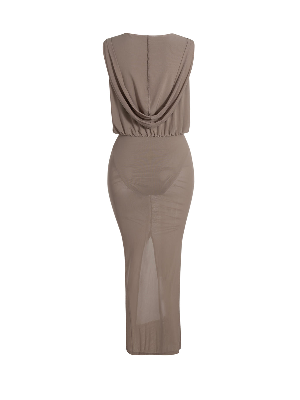 Women's Hooded See-Through Low-Cut Pleated Dress