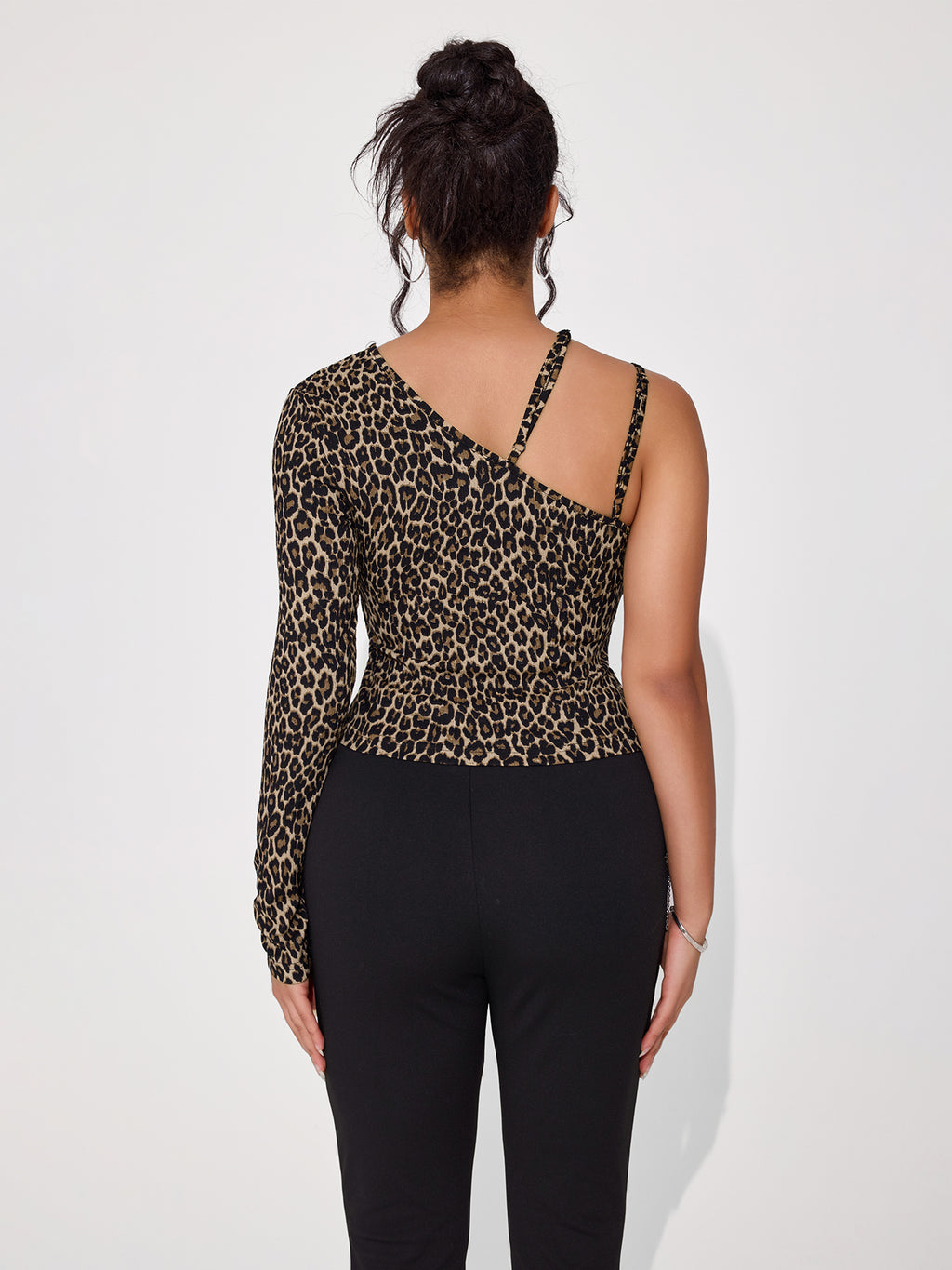 Women's High-elastic Animal-print Irregular Top