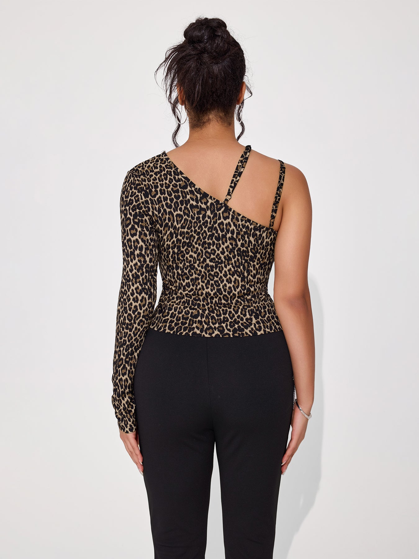 Women's High-elastic Animal-print Irregular Top