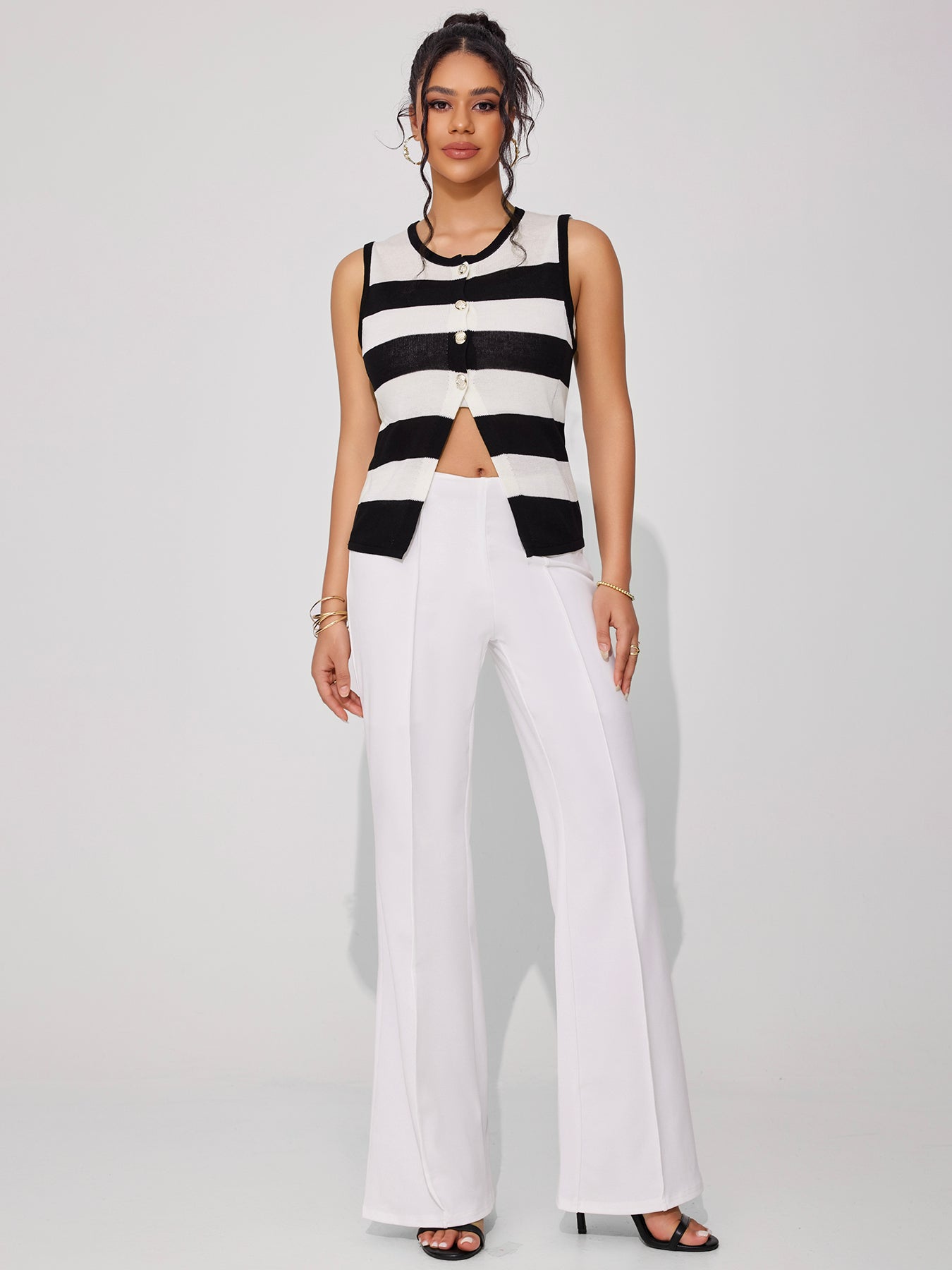 Women's Striped Crew Neck Vest