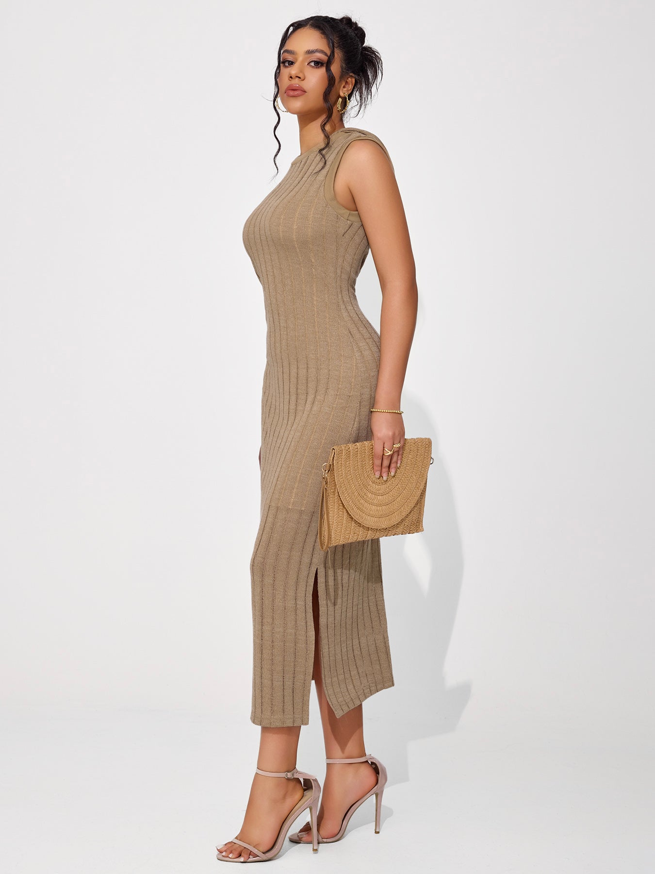 Women's Hollow Sleeveless Round Neck Hooded Dress Set