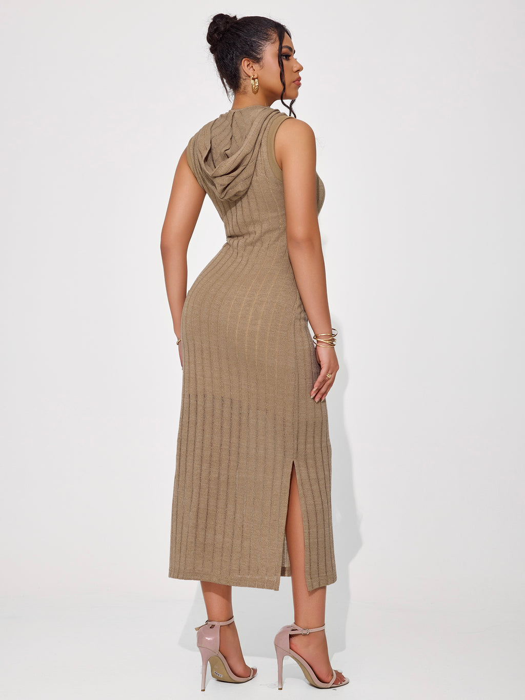 Women's Hollow Sleeveless Round Neck Hooded Dress Set