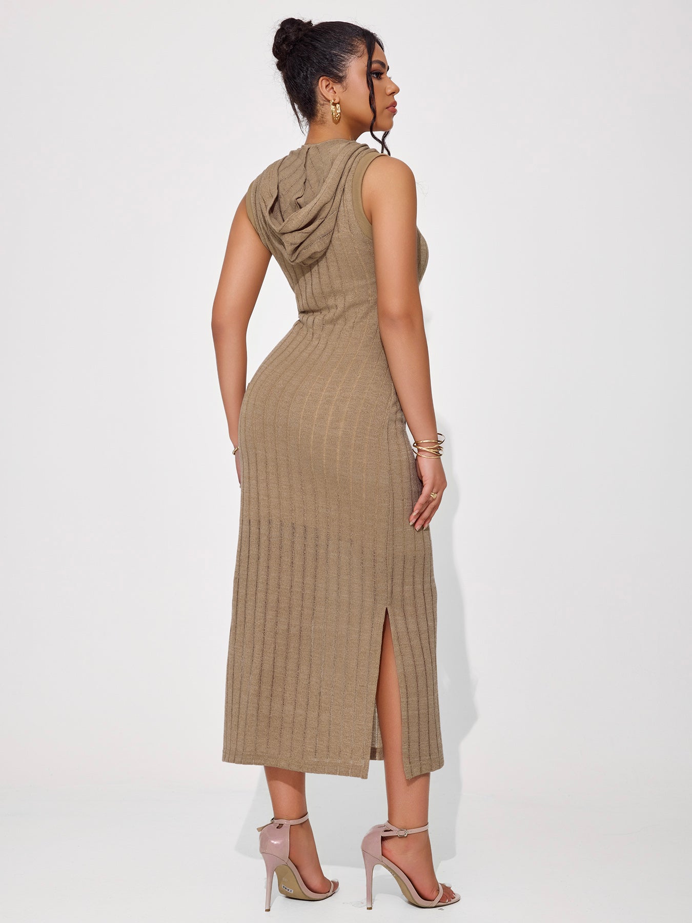 Women's Hollow Sleeveless Round Neck Hooded Dress Set