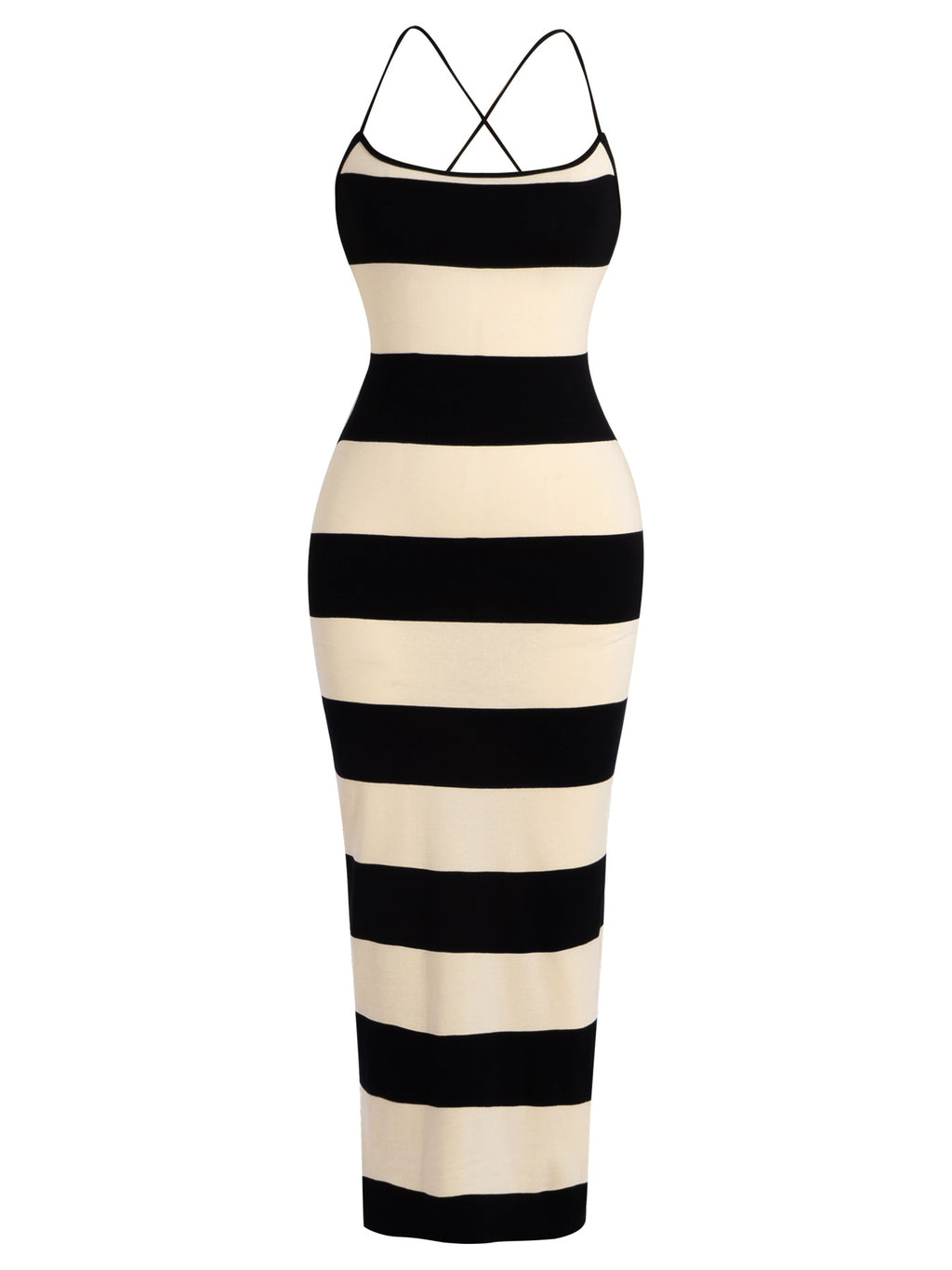 Women's Sexy Elegant Striped Knitted Backless Lace-up Dress