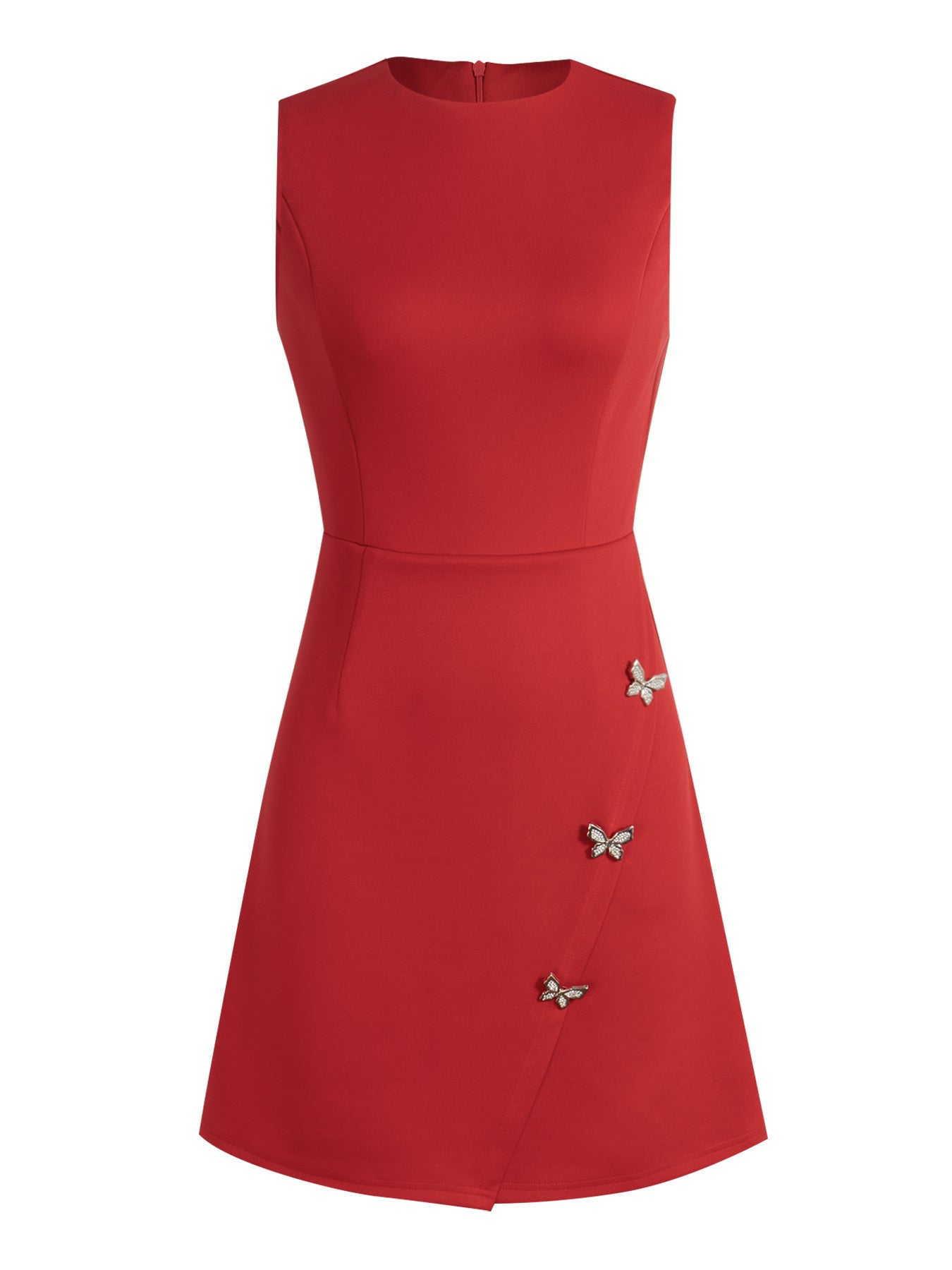 Women's Butterfly Diamond Button Sleeveless Dress