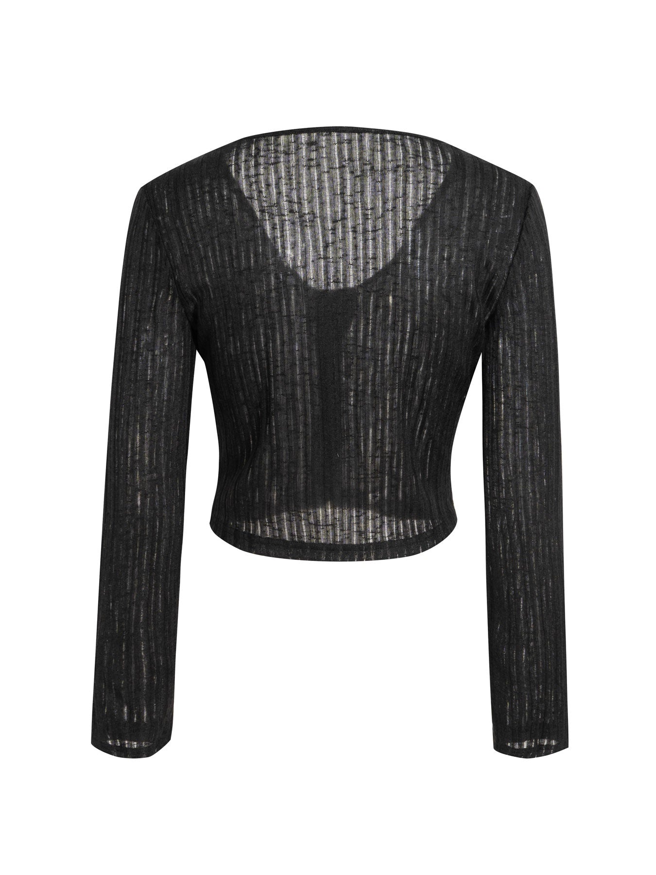 Women's V-neck Single-breasted Shell Button Hollow Translucent Cardigan