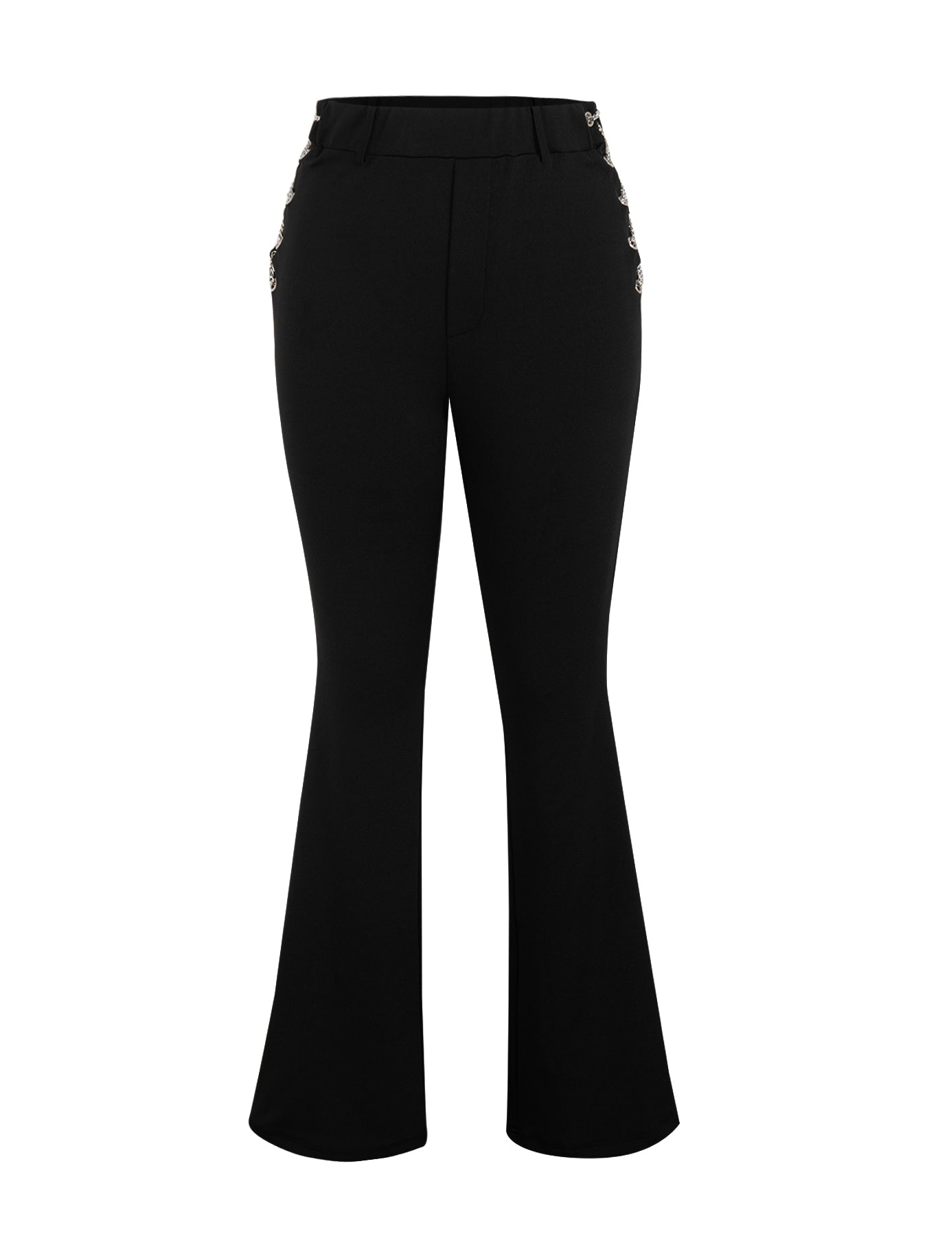 Women's Sexy Elegant Metal Chain Cross Strap Flared Pants