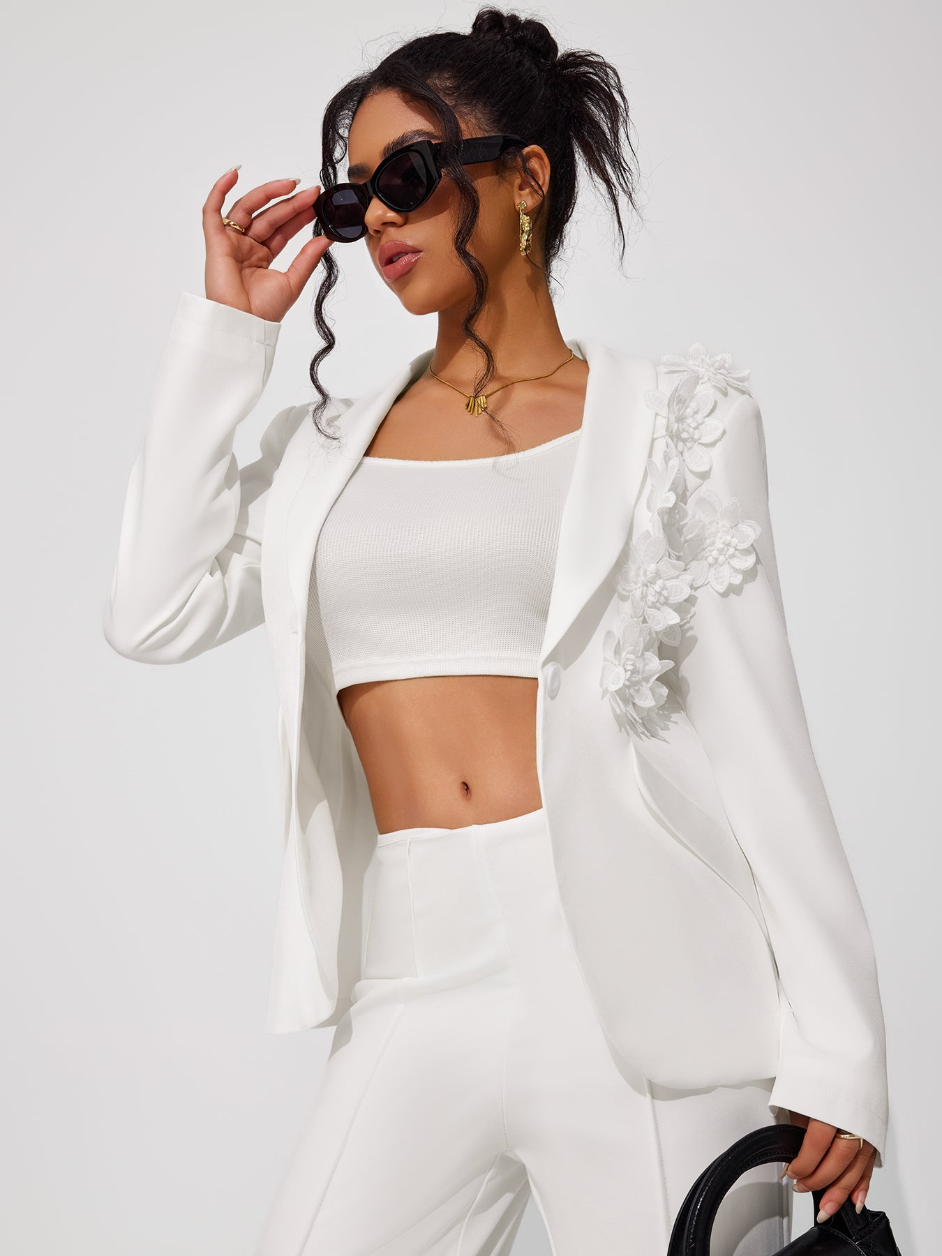 Women's 3D Flower Patchwork Slim Fit Blazer