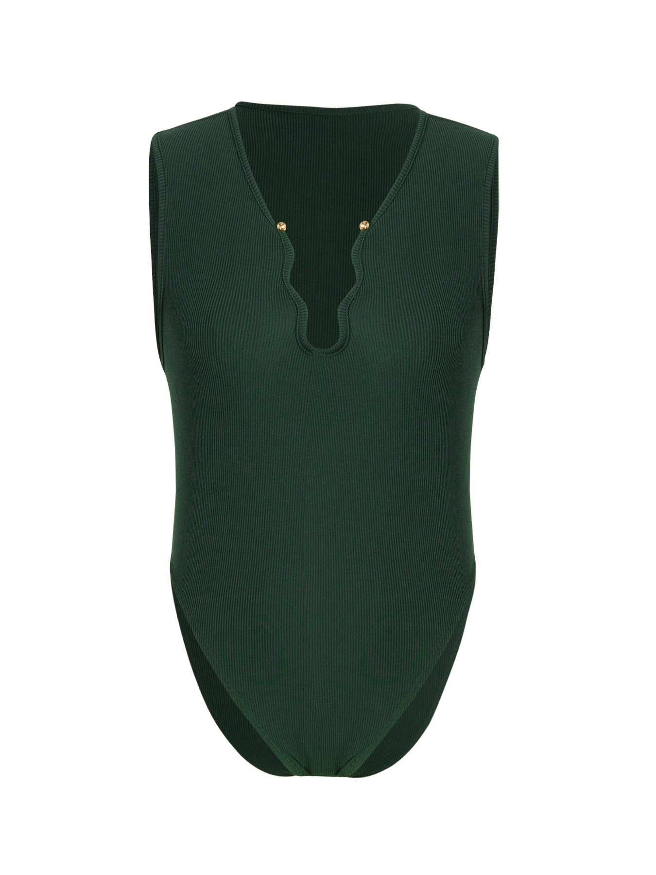 Women's Sexy Elegant Gold Button Decorated V-Neck Sleeveless Bodysuit