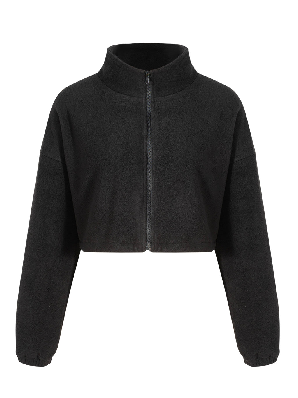 Women's Stand Collar Long Sleeve Drawstring Plush Short Jacket