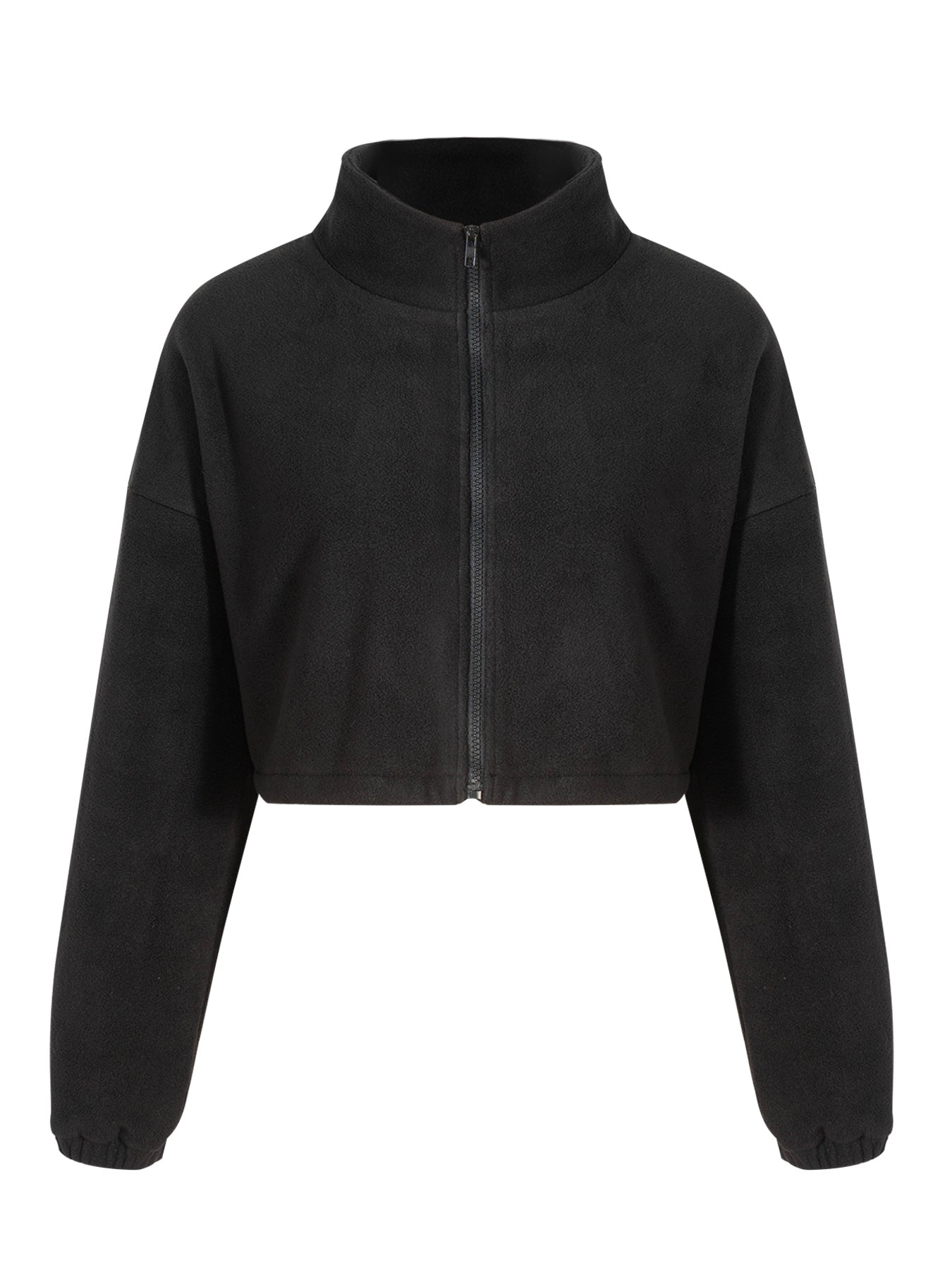 Women's Stand Collar Long Sleeve Drawstring Plush Short Jacket