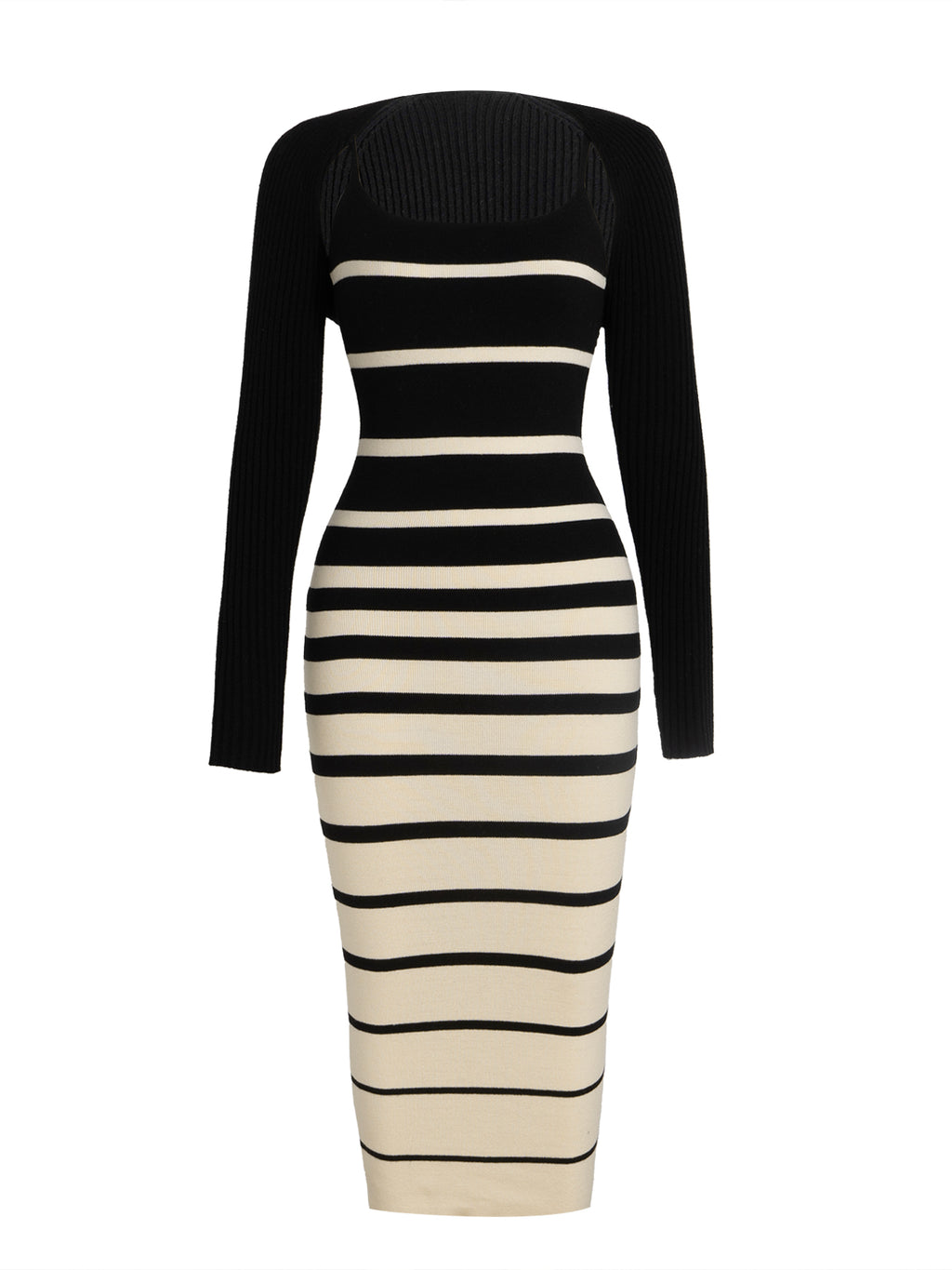 Women's Wool Striped Suspender Dress Set