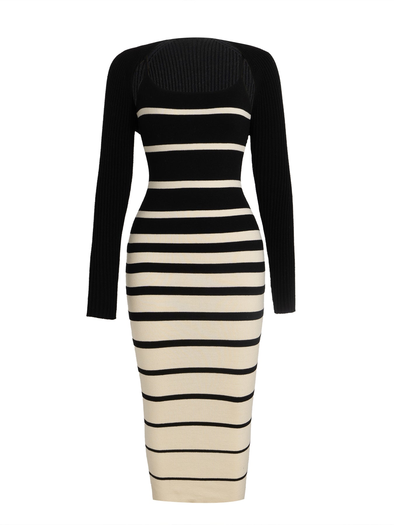 Women's Wool Striped Suspender Dress Set