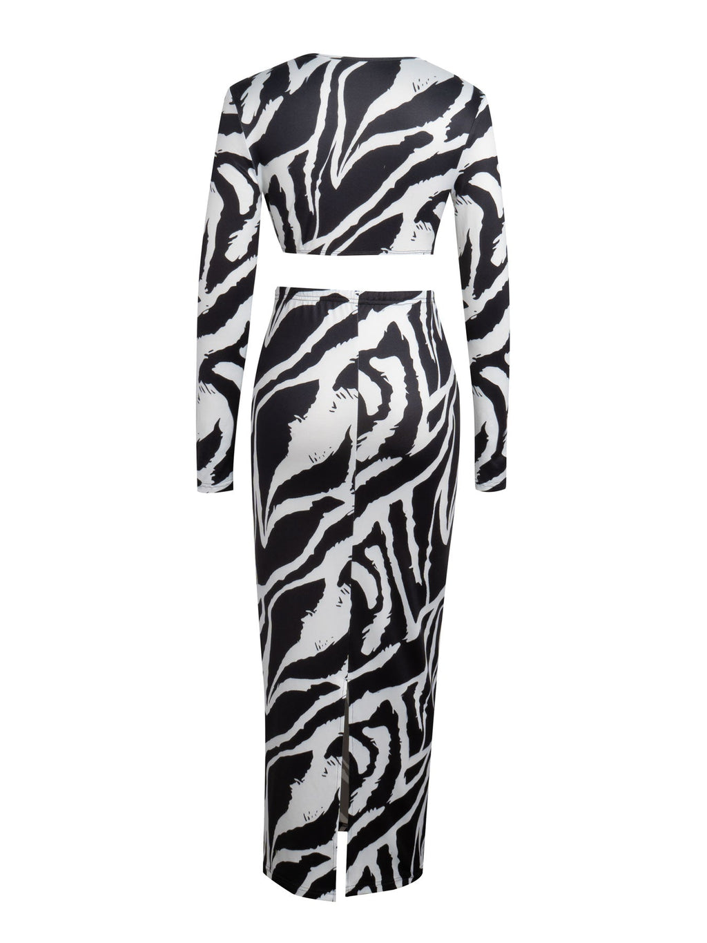 Women's Sexy Animal Print Low Cut Long Sleeve Dress Set