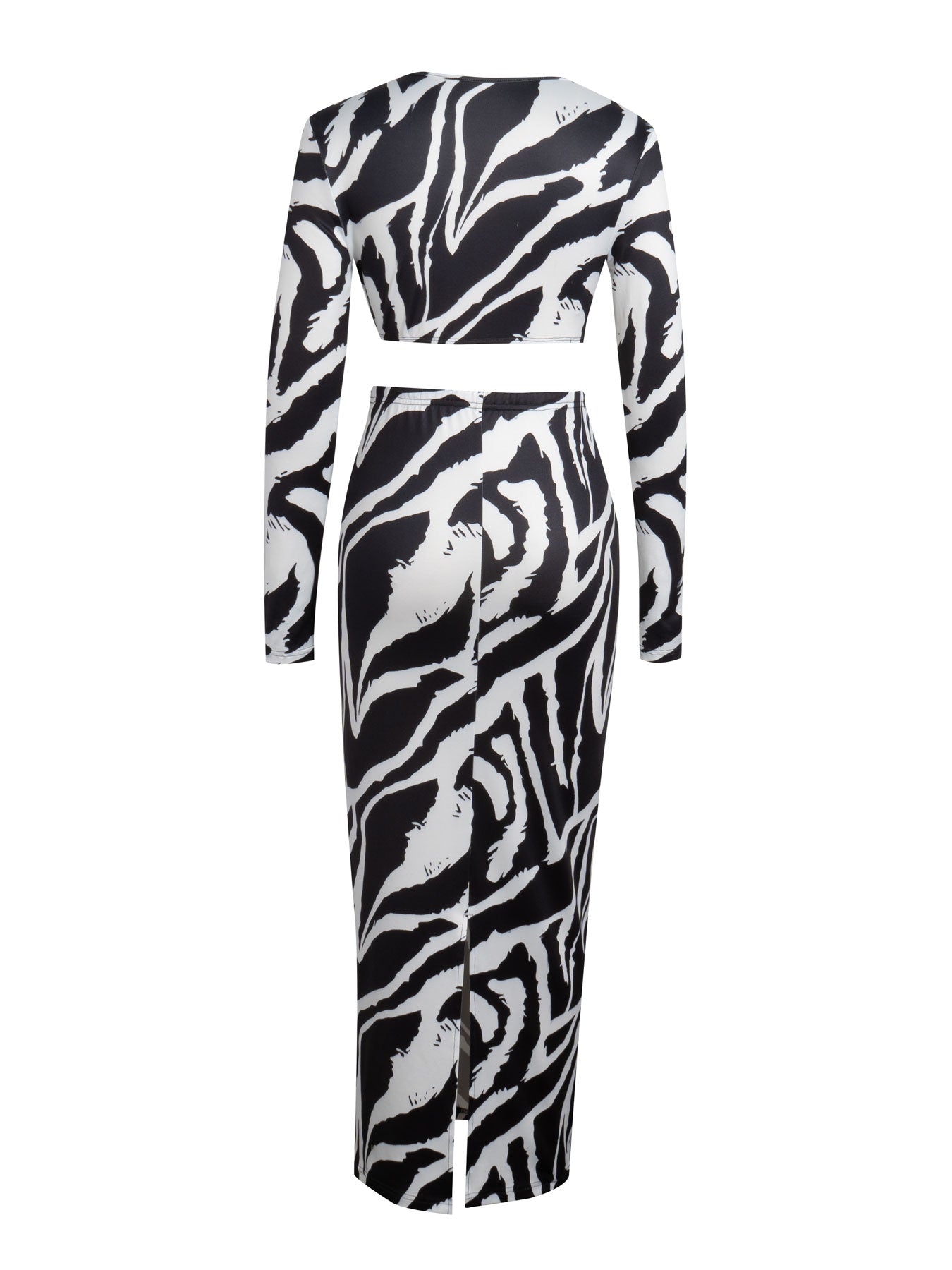 Women's Sexy Animal Print Low Cut Long Sleeve Dress Set