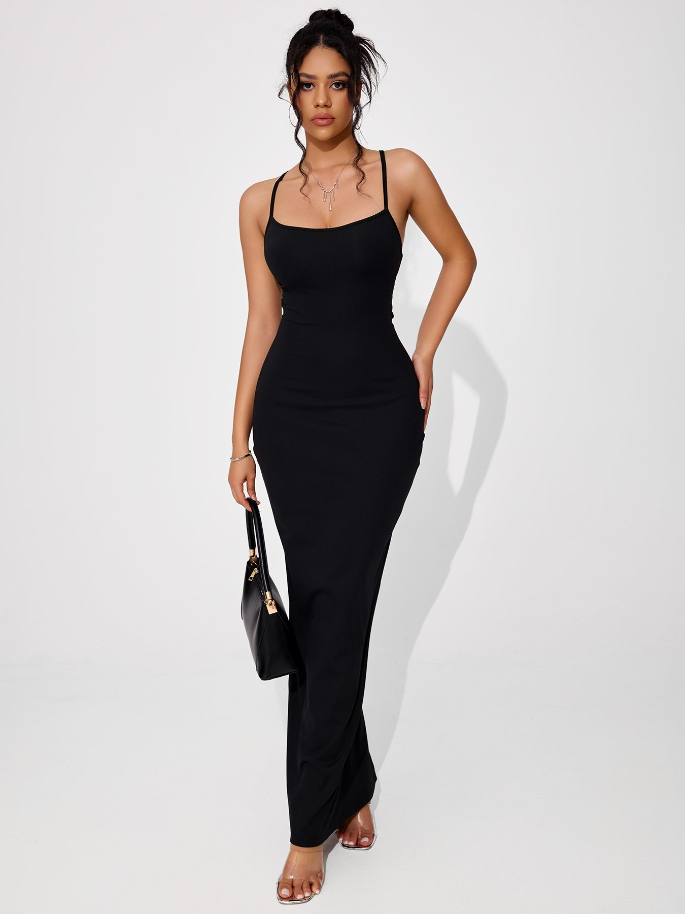 Women's Backless Strappy High-stretch Maxi dress