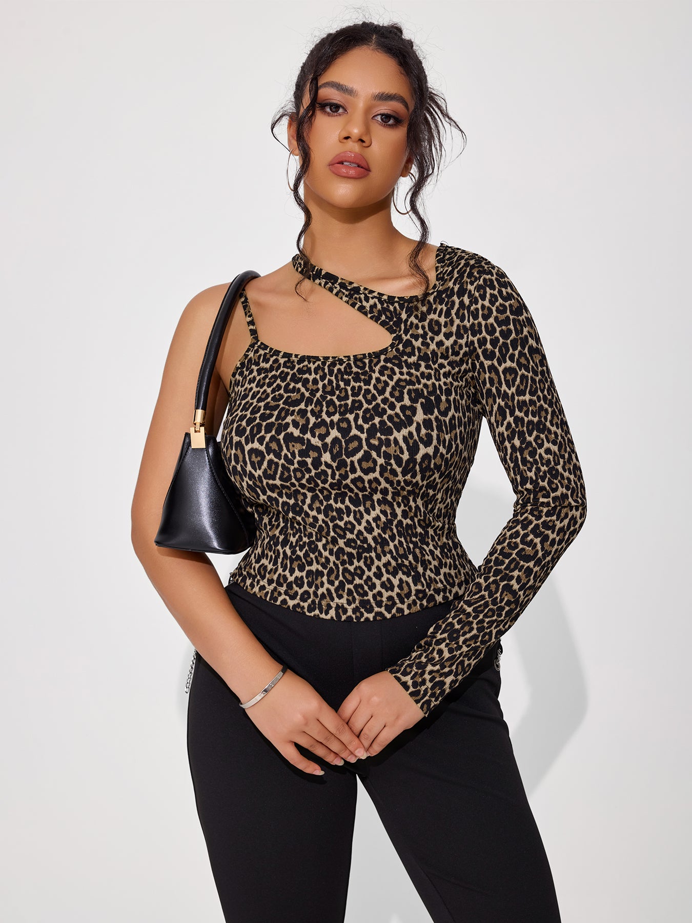 Women's High-elastic Animal-print Irregular Top