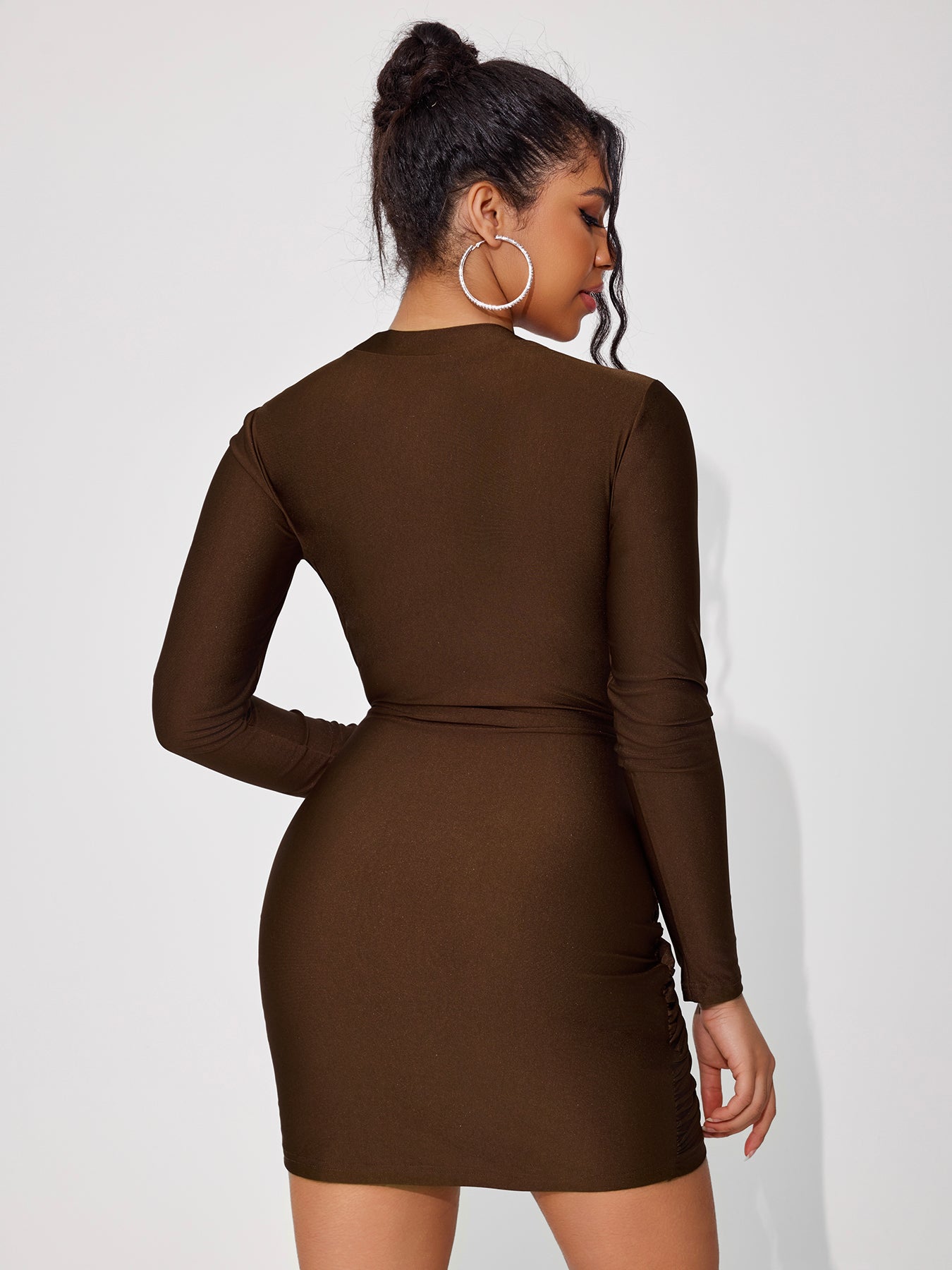 Women's Cross-pleated Long Sleeve Dress